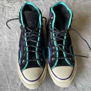 Convers retro Sherpa Chuck 70 high top teal / purple/ black sz 9.5 m 11.5 w